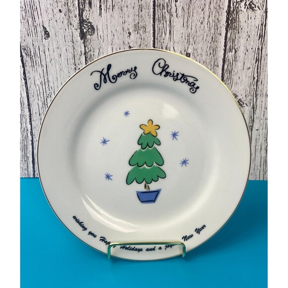 NWT Vintage Merry Brite Set of 4 Christmas Porcelain Dessert Salad Plates 7.5" - Picture 8 of 8